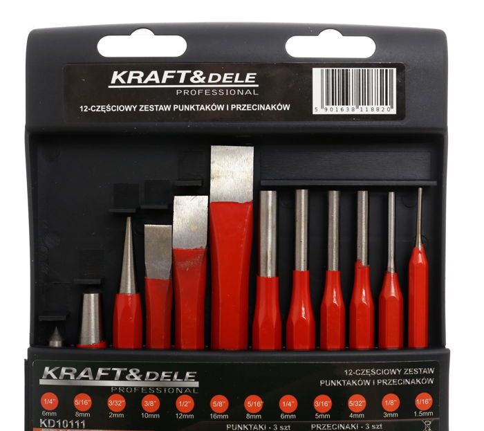 Kärnerite, meislite ja löögitornide komplekt, 12 tk KD10111 – pilt 3