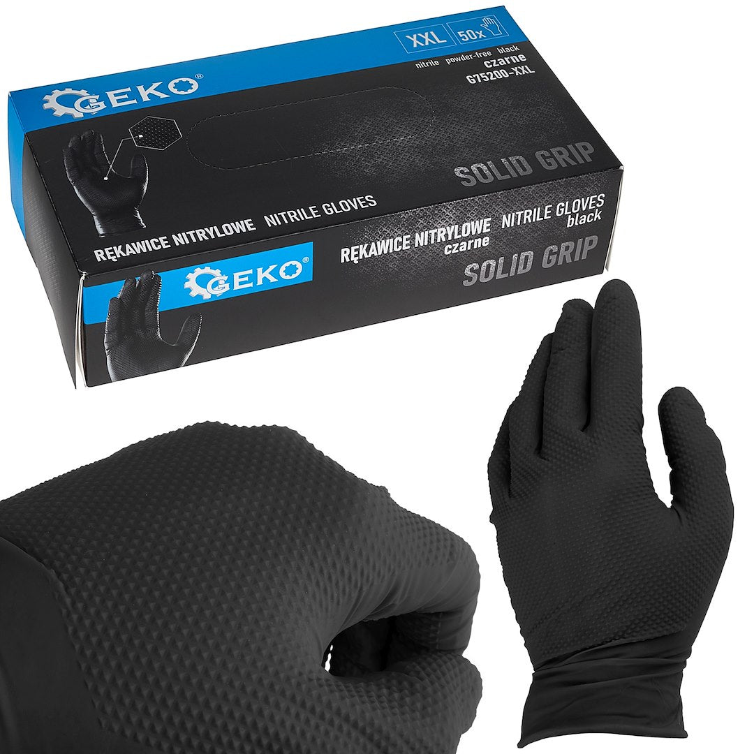 Nitriilkindad SOLID GRIP, 50 tk, suurus XXL, must – pilt 1