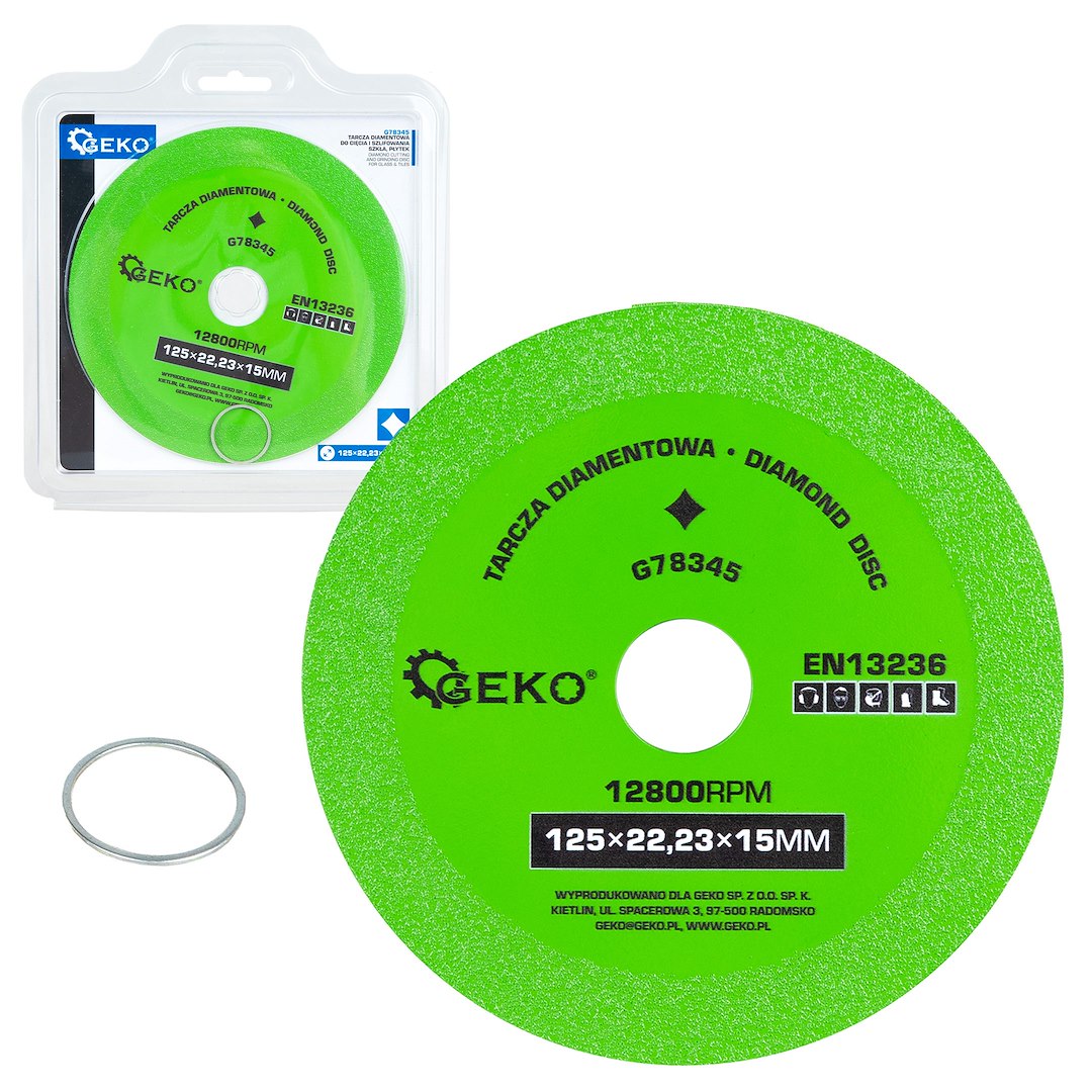 Teemantlõike- ja lihvketas klaasile ja plaatidele 125 x 22.23 x 15 mm – pilt 1