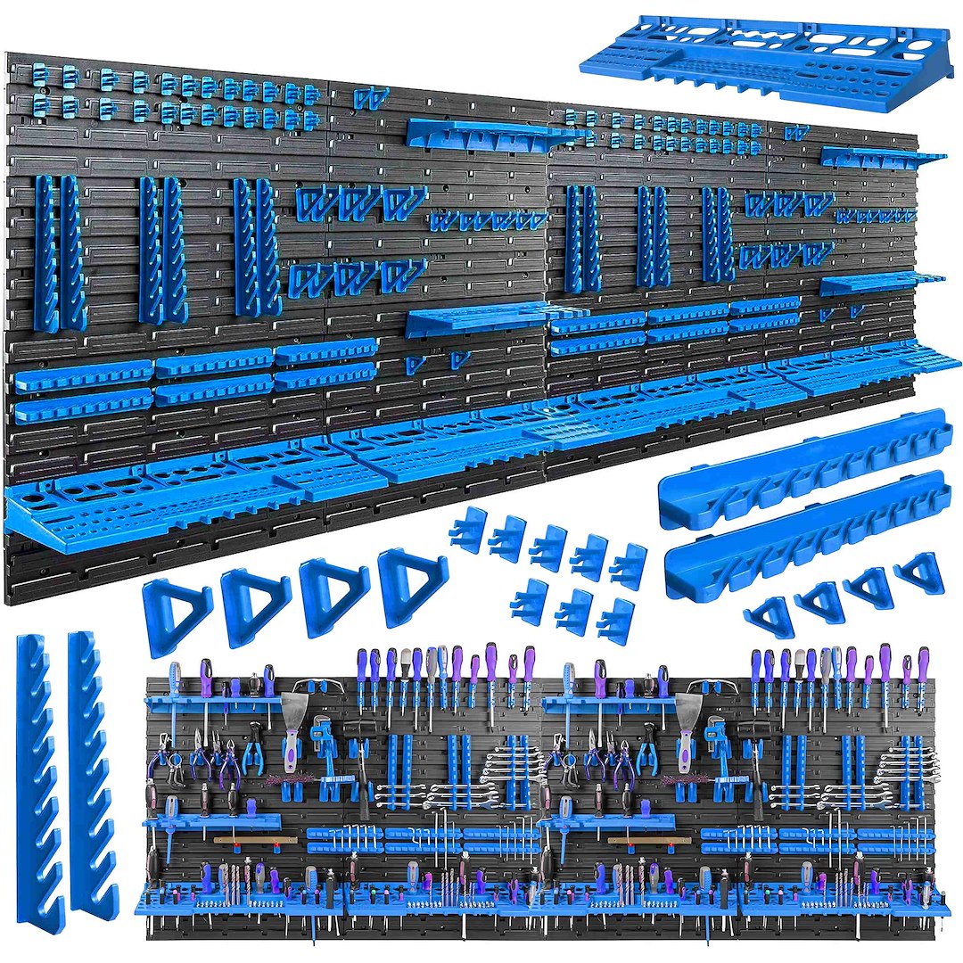 Töökoja tööriistapaneel – 8-paneeline komplekt 2304 × 780 mm + 128 tarvikut – pilt 1