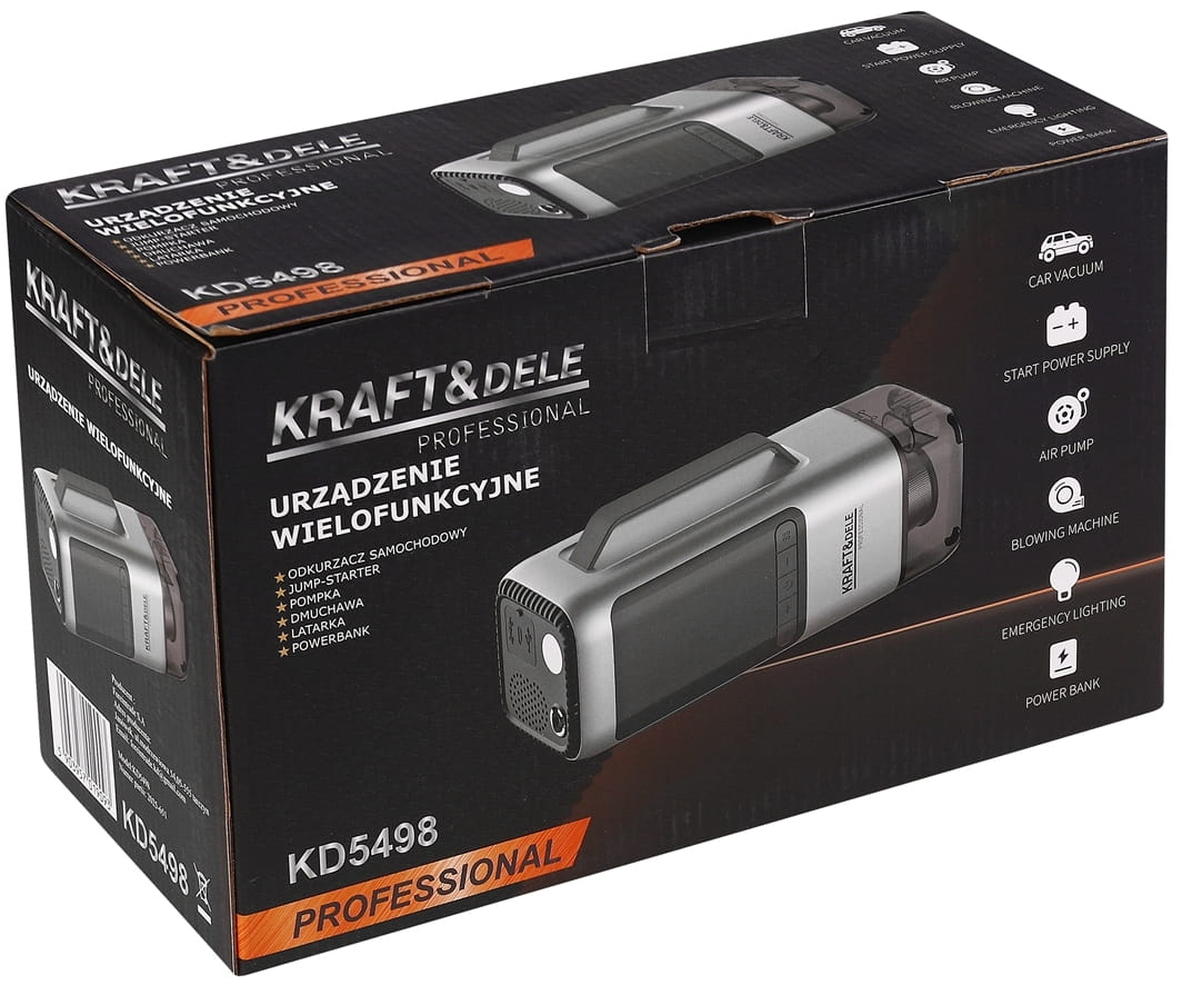 KRAFT&DELE Mitmefunktsiooniline seade – kompressor, käivitusabi, tolmuimeja, puhur, LED-latern, akupank KD5498