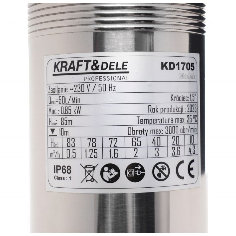 KRAFT&DELE kruvi-sukelpump 0,85 kW 85 m 100 mm KD1705 – pilt 4