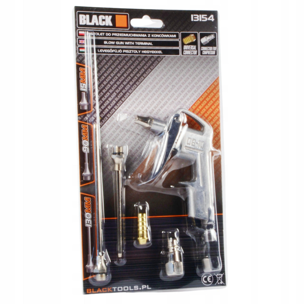 Black pneumaatiline puhumispüstol 1/4″ tarvikutega 13154 – pilt 2
