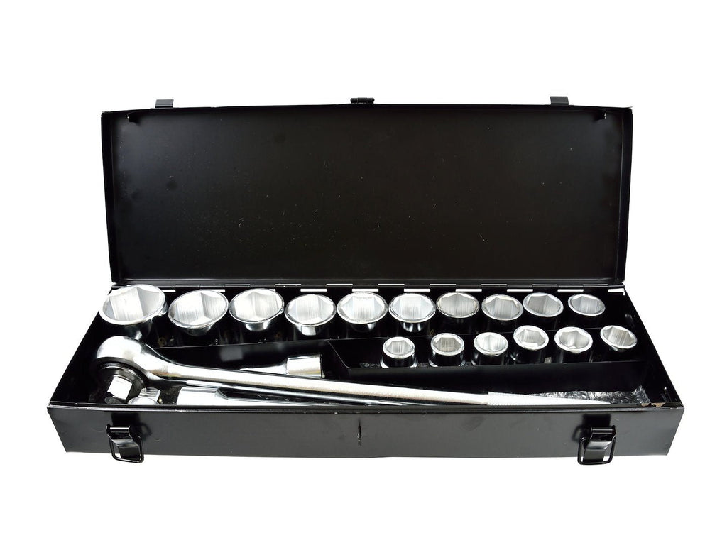 6-punkti padrunvõtmete komplekt, 3/4" ajam, 19-50 mm, 21 tk, metallkohver – pilt 1
