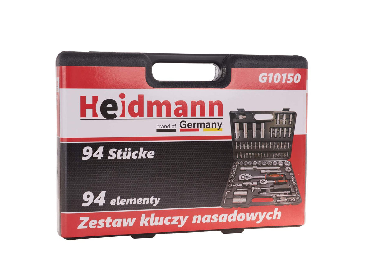 94-osaline padrunvõtmete komplekt 1/2" ja 1/4" ajamiga kärgatsite, adapterite ja pikendustega – pilt 2
