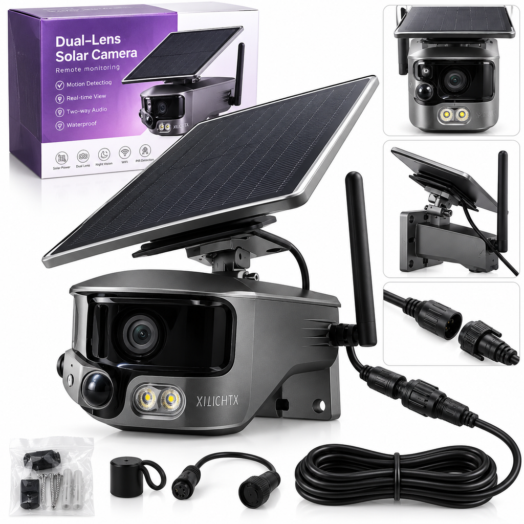 Kahe objektiiviga panoraamne 4K turvakaamera 4G/WiFi aku- ja päikesetoitega SY1239 – pilt 1