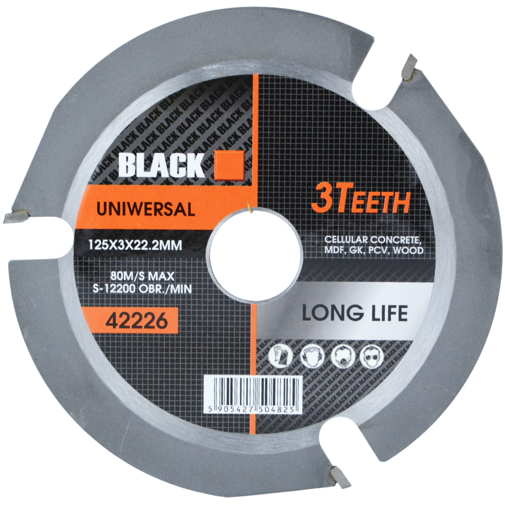 BLACK 3-hambaline universaalne TCT-karbiidist ketastera puidu, PVC, kipsplaadi ja MDF-i jaoks, 125 × 22,2 mm 42226 – pilt 2