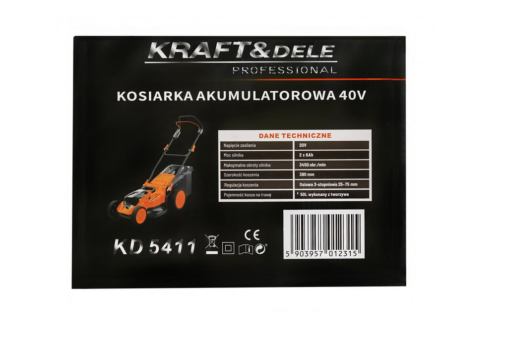 KRAFT&DELE akumuruniiduk 40 V 38 cm 50 l 2 × 6 Ah KD5411 – pilt 6