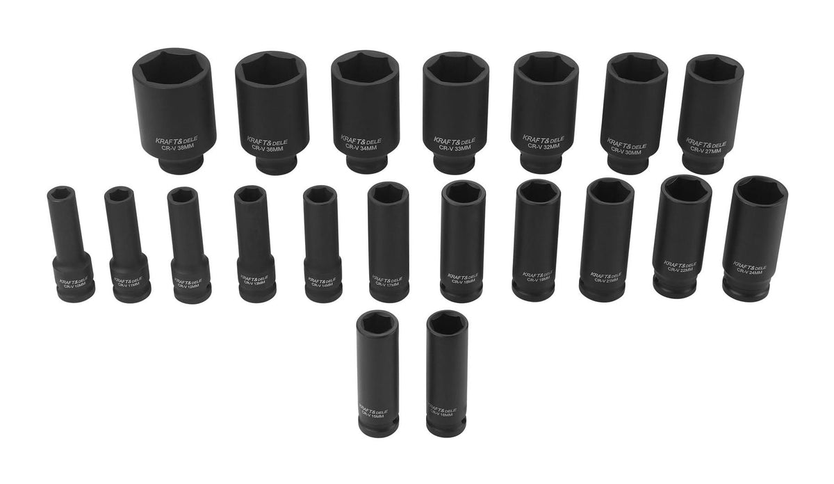 20-osaline sügavate kuuskant-löökpadrunite komplekt 1/2", 10–38 mm KD11794 – pilt 3