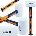 Professional 340g Rubber Mallet with Fiberglass Handle, White Rubber Head, Black BranD – pilt 1