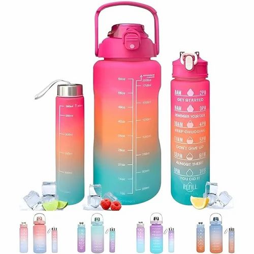 3-ühes motiveerivate veepudelite komplekt 2 l, 0,9 l ja 0,3 l JOOGIPUDELID – pilt 1