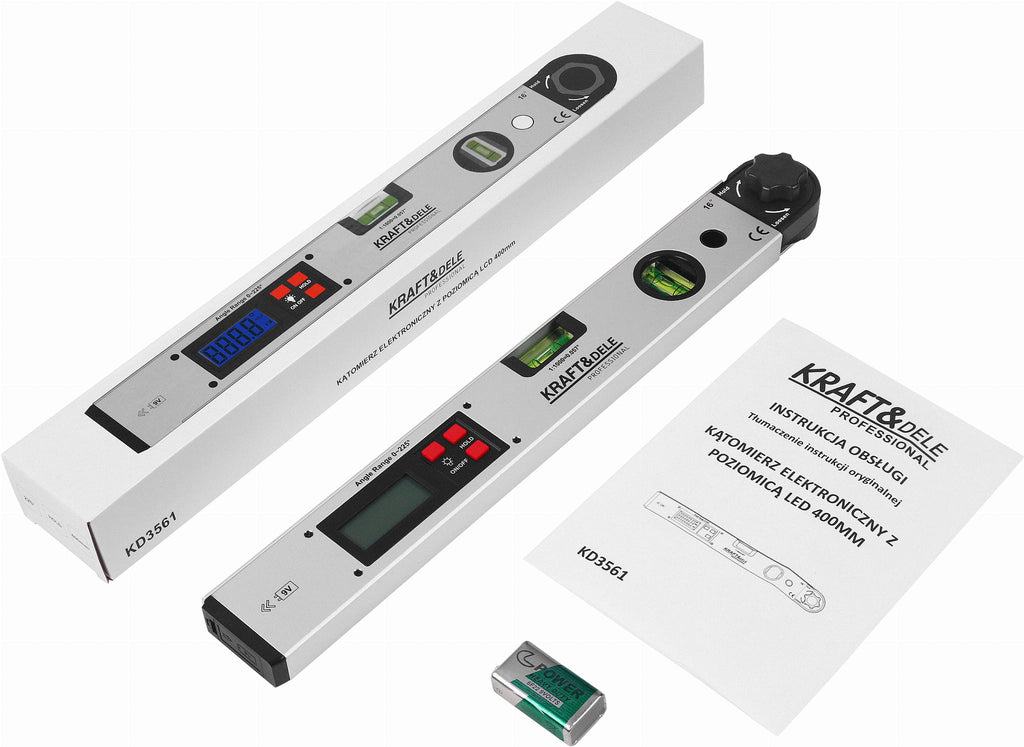 Elektrooniline nurgamõõtja LCD-ekraani ja vesiloodiga 400 mm KD3561 – pilt 2