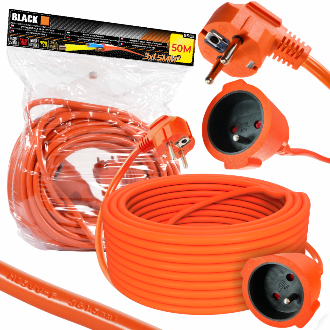 Blacktoolsi must pikendusjuhe 50 m 3 × 1,5 mm² IP20 59011 – pilt 1