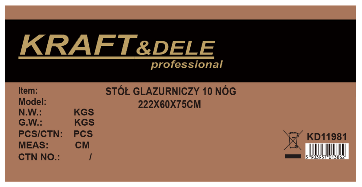 Plaatimislaud 10 jalaga 222 × 60 × 75 cm KD11981 – pilt 10
