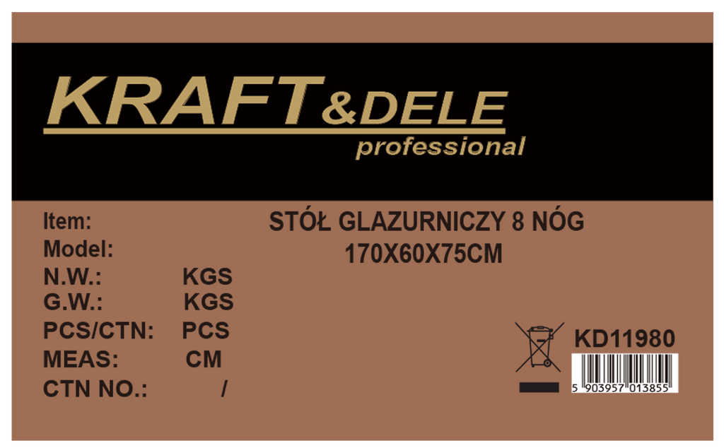 KRAFT&DELE 8 jalaga plaatimislaud 170 × 60 × 75 cm KD11980 – pilt 10