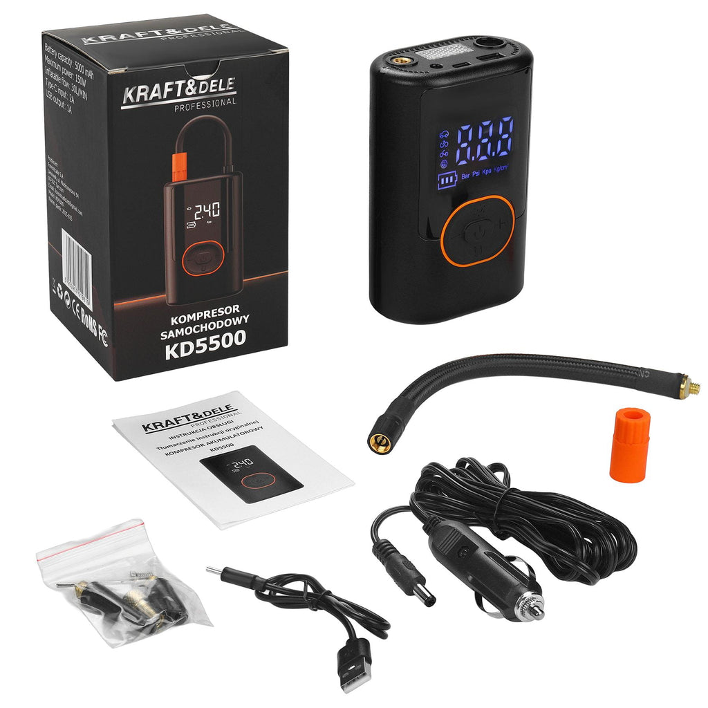 KRAFT&DELE akutoitega õhukompressor 5000 mAh KD5500 – pilt 2