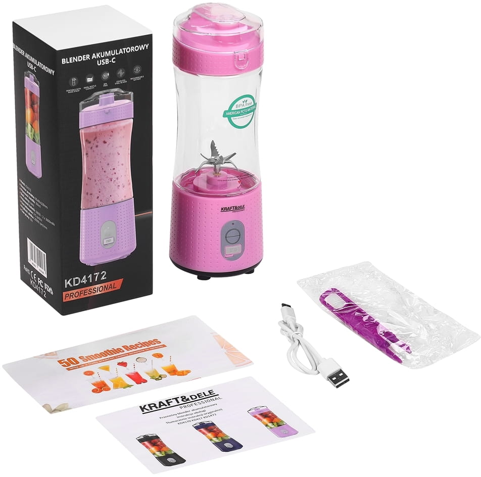 USB-C juhtmevaba blender 380 ml, 2 × 3000 mAh KD4172 – pilt 10