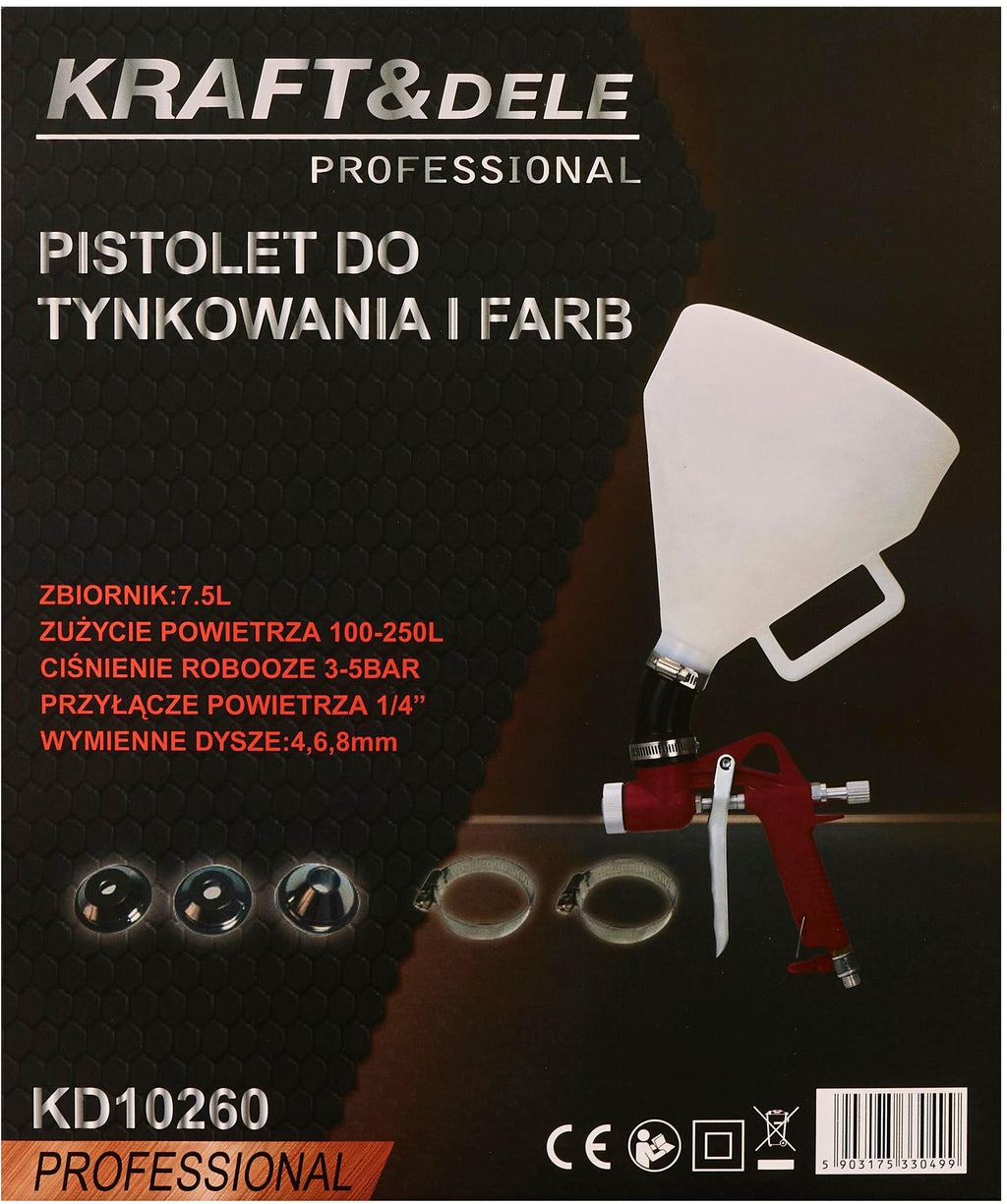 KRAFT&DELE pneumaatiline krohvi- ja värvipüstol 7,5 L 1/4" KD10260 – pilt 10