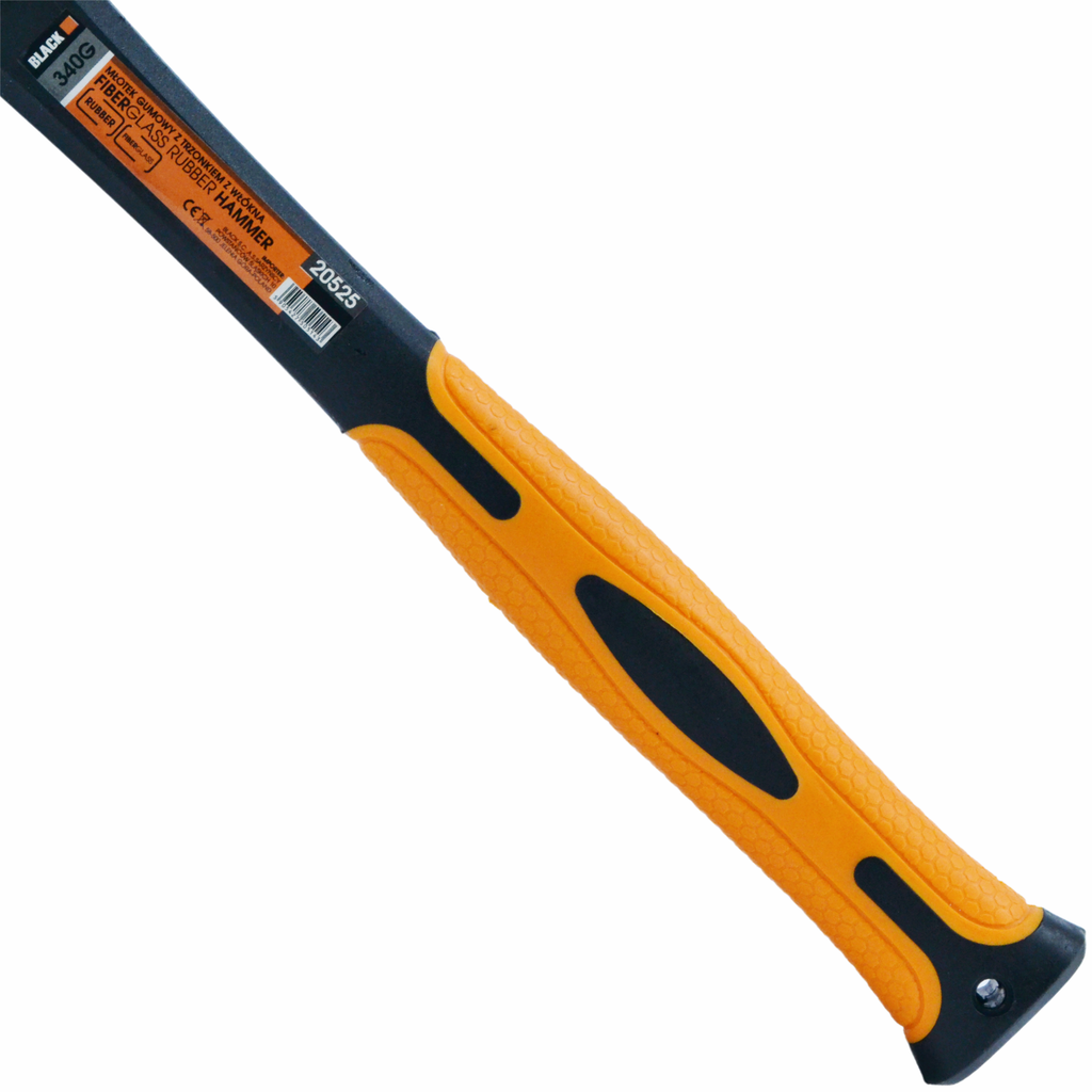 Professional 340g Rubber Mallet with Fiberglass Handle, White Rubber Head, Black BranD – pilt 6