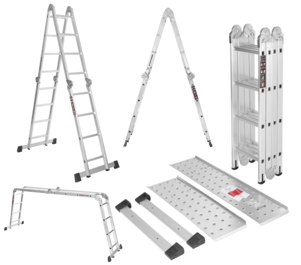 KRAFT&DELE alumiiniumist multifunktsionaalne liigendredel platvormiga 4 × 4, 460 cm KD4071 – pilt 2