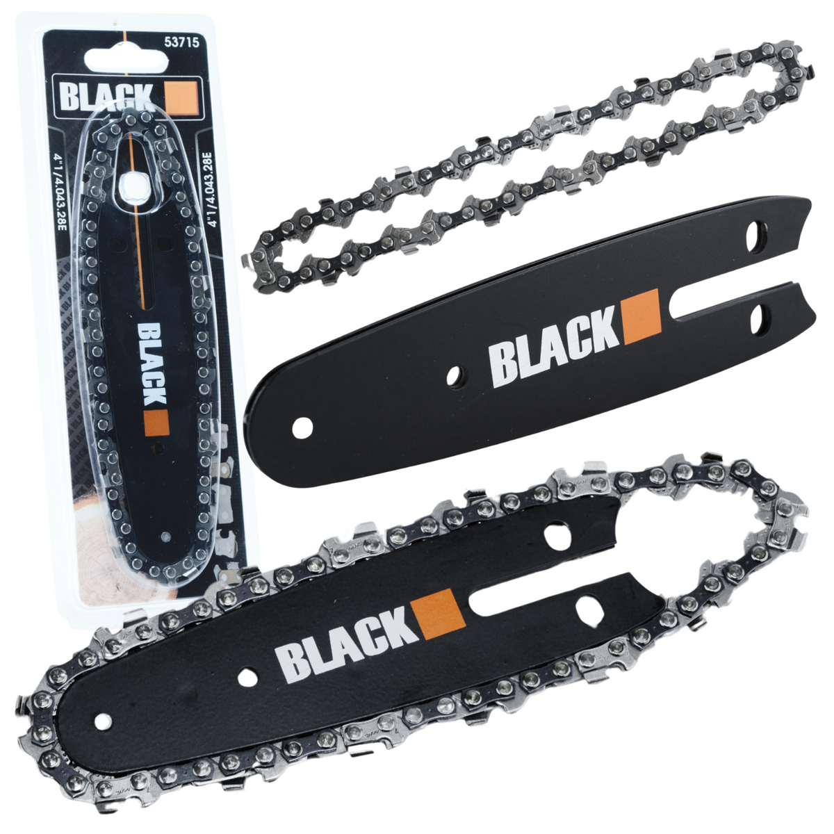 4-tolline juhtplaat ja kett miniakuga oksasaele BLACK 53715 – pilt 1