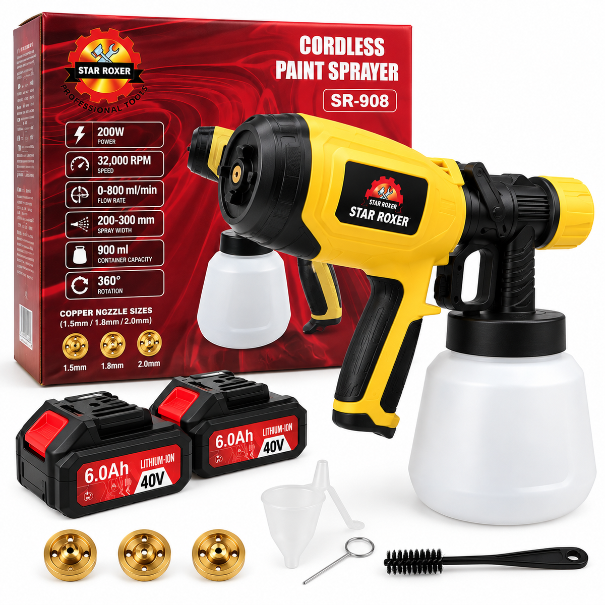 STAR ROXER juhtmeta värvipihusti 200 W 40 V 6,0 Ah 900 ml SR-908 – pilt 1
