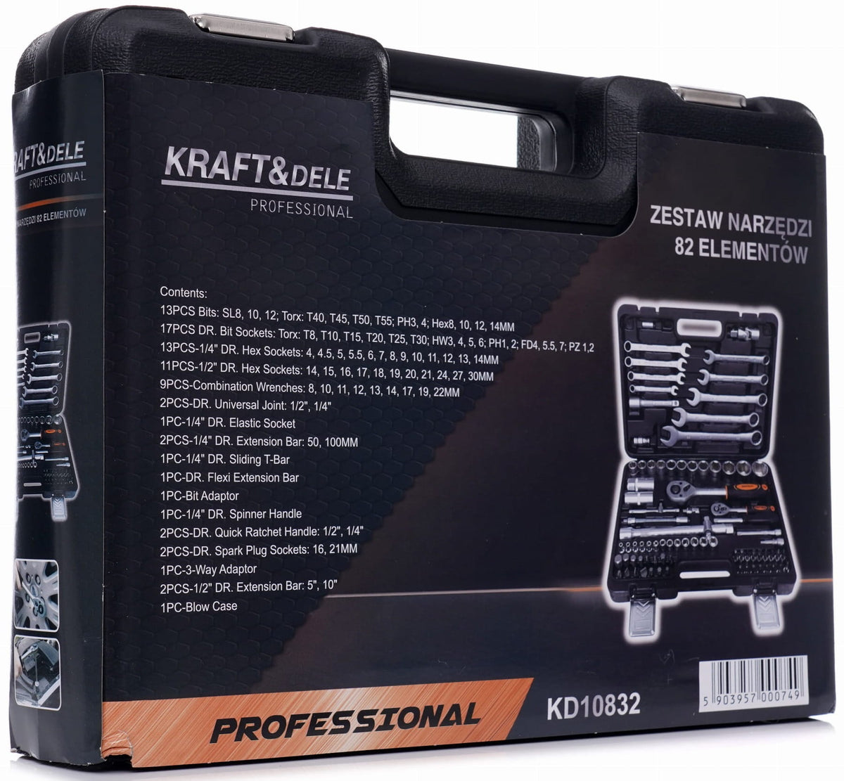 KRAFT&DELE 82-osaline padrunvõtmete ja tööriistade komplekt KD10832 – pilt 8
