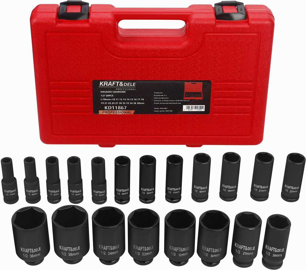 KRAFT&DELE 1/2″ löökpadrunite komplekt, 20 tk KD11867 – pilt 1