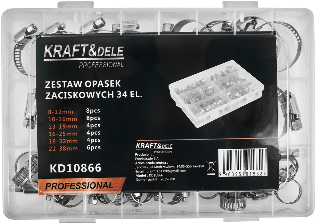 34 tk ussülekandega voolikuklambreid KD10866 – pilt 2