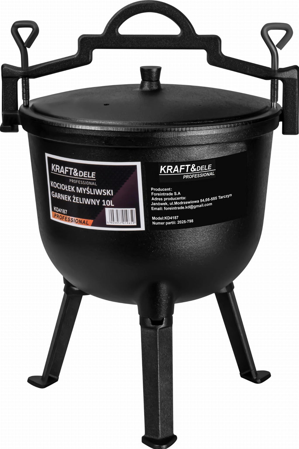 KRAFT&DELE malmist lõkkepott 10 l kolmjalaga KD4187 – pilt 1