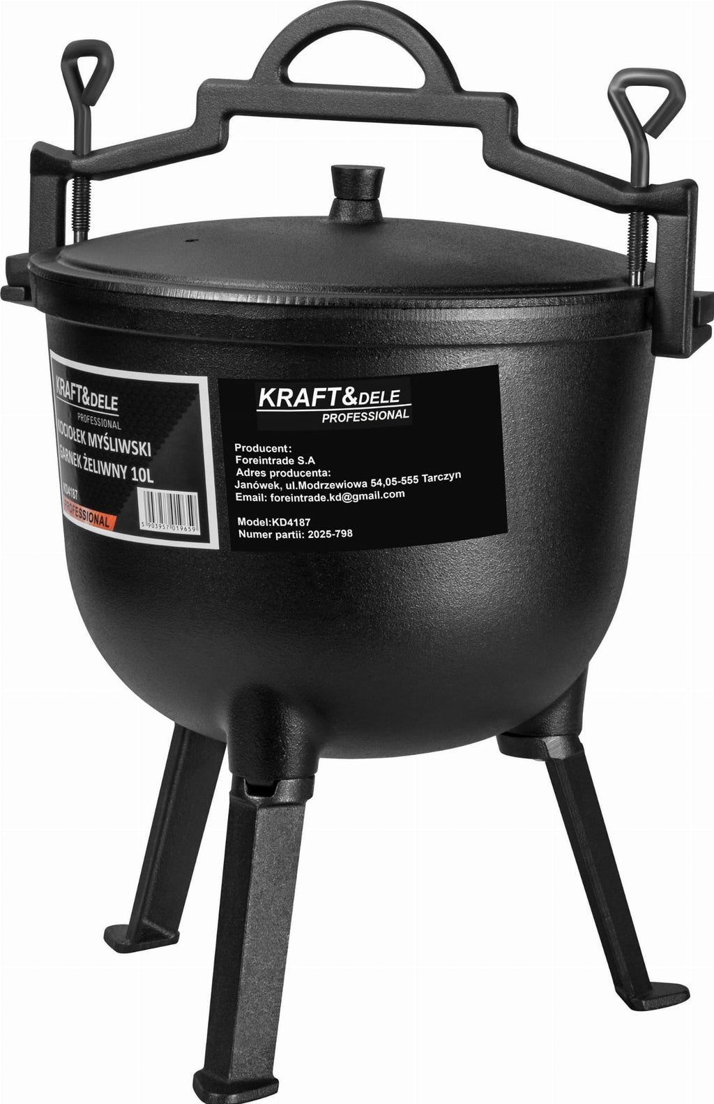 KRAFT&DELE malmist lõkkepott 10 l kolmjalaga KD4187 – pilt 2