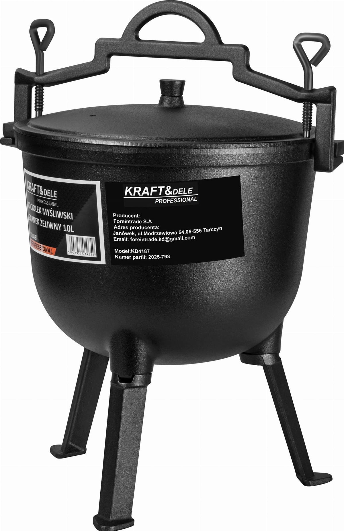 KRAFT&DELE malmist lõkkepott 10 l kolmjalaga KD4187 – pilt 2