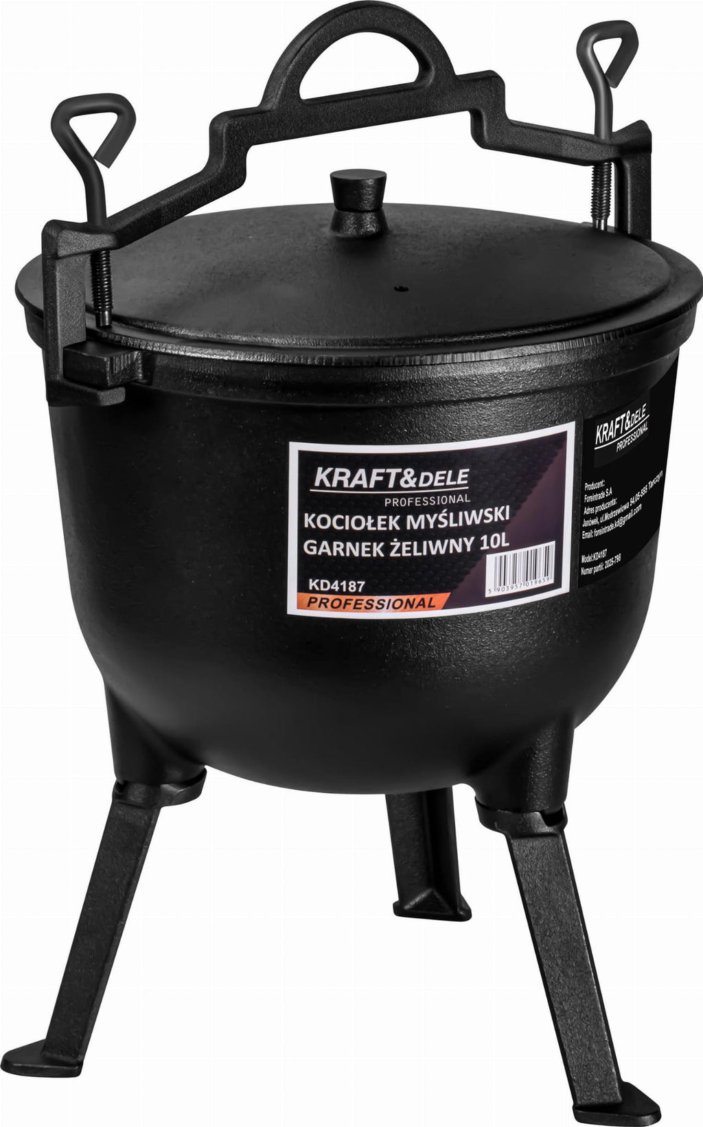 KRAFT&DELE malmist lõkkepott 10 l kolmjalaga KD4187 – pilt 3