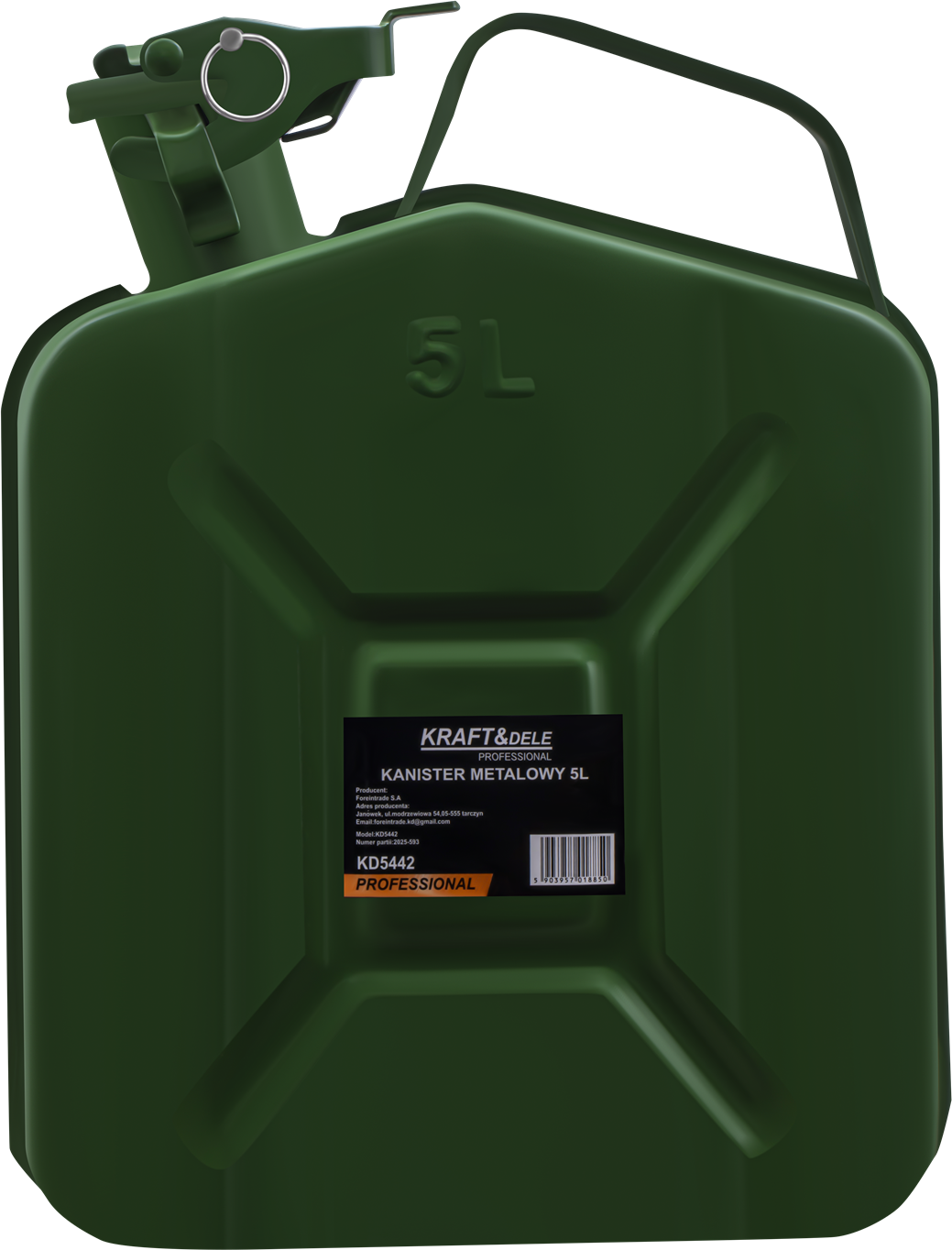 KRAFT&DELE metallist kütusekanister 5 l KD5442 – pilt 2