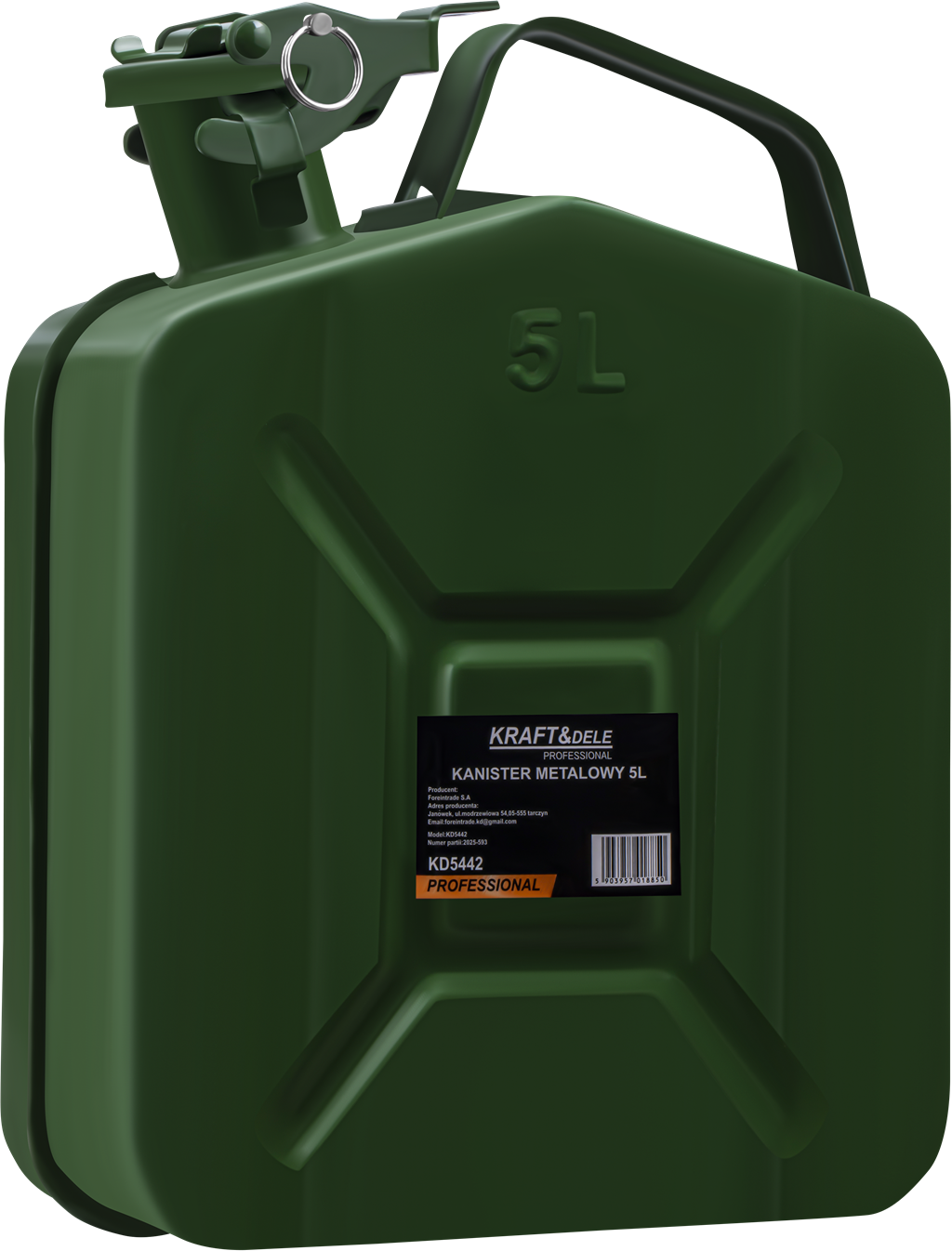 KRAFT&DELE metallist kütusekanister 5 l KD5442 – pilt 1