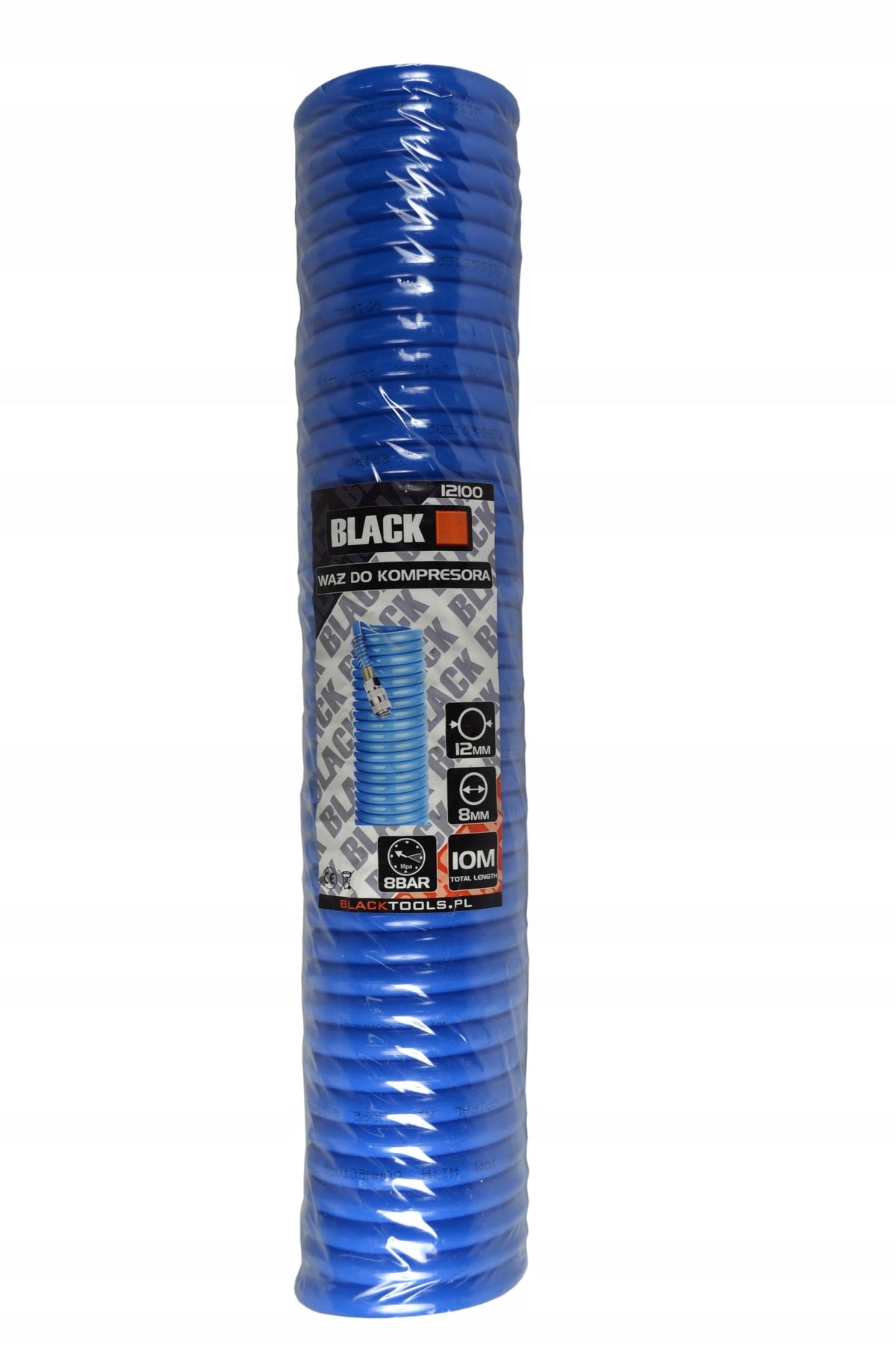 Spiraalne suruõhuvoolik 8 × 12 mm, 10 m, must 12100 – pilt 4