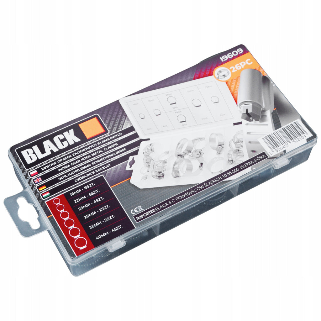 Blacktools mustade voolikuklambrite komplekt 26 tk 16–40 mm 19609 – pilt 3