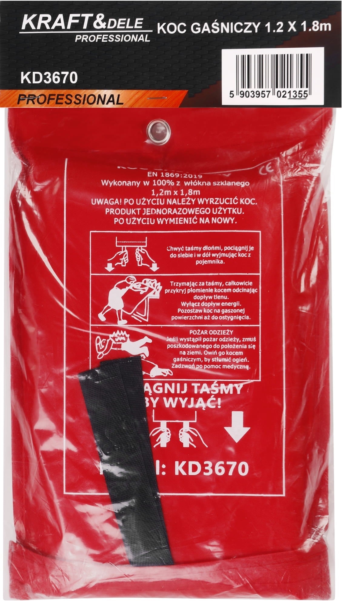 KRAFT&DELE klaaskiust tulekustutustekk 1,2 × 1,8 m KD3670 – pilt 2
