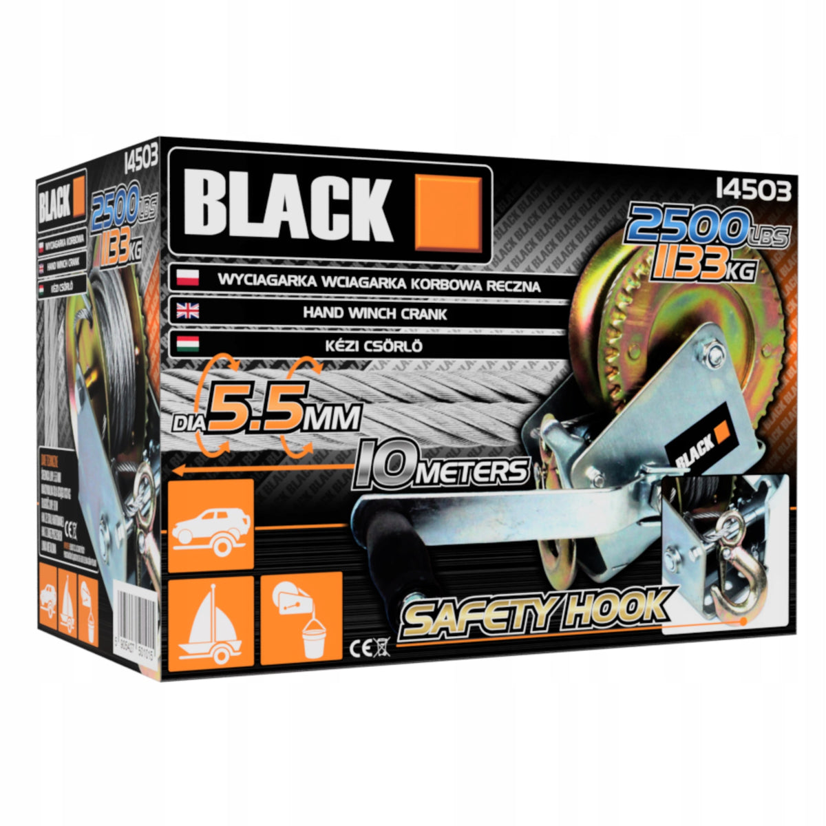 Black käsitrossvints 2500 lbs (1133 kg) 14503 – pilt 6