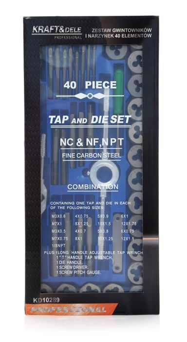 KRAFT&DELE 40-osaline keermepuuride ja keermelõikurite komplekt KD10289 – pilt 7