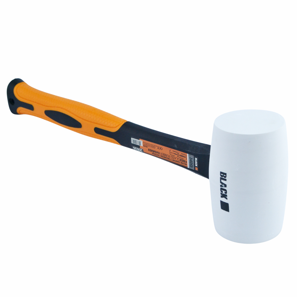 Professional 340g Rubber Mallet with Fiberglass Handle, White Rubber Head, Black BranD – pilt 4