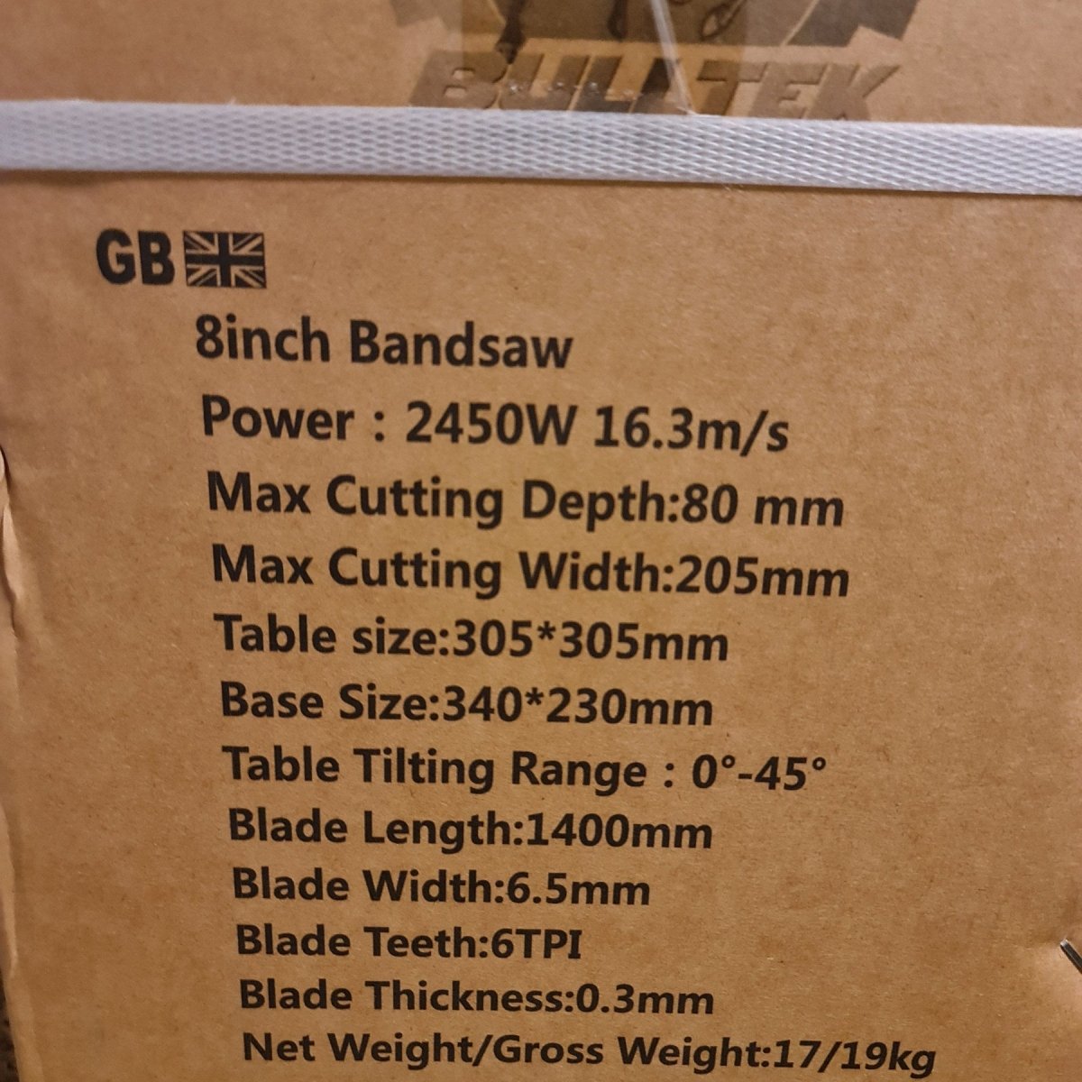 BULLTEK 8″ lintsaag, 2450 W, 80 mm lõikesügavus, 0–45° töölaua kalle BT1270B – pilt 4