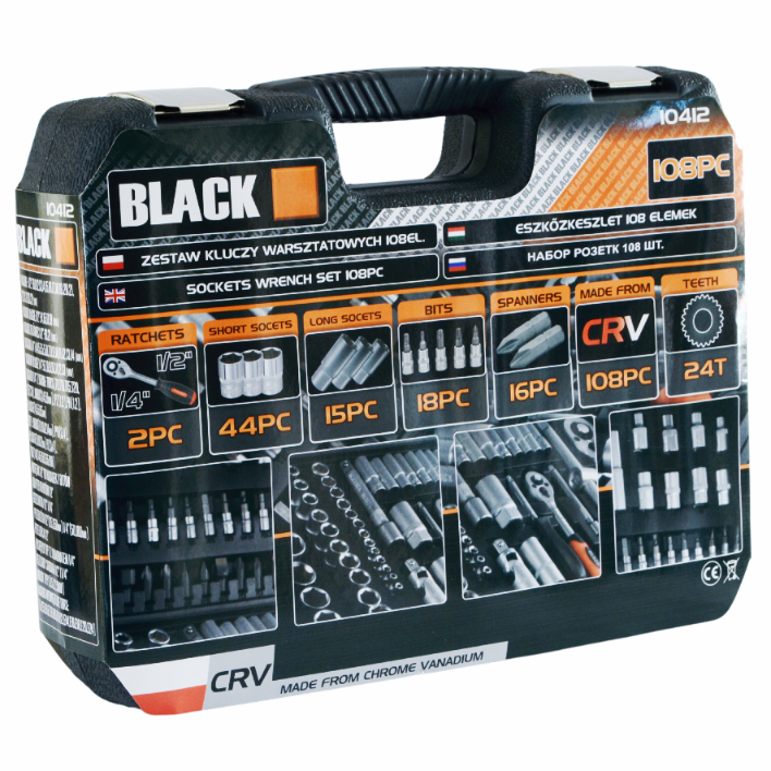 BLACK 108-osaline padrunvõtmete komplekt 10412 – pilt 3