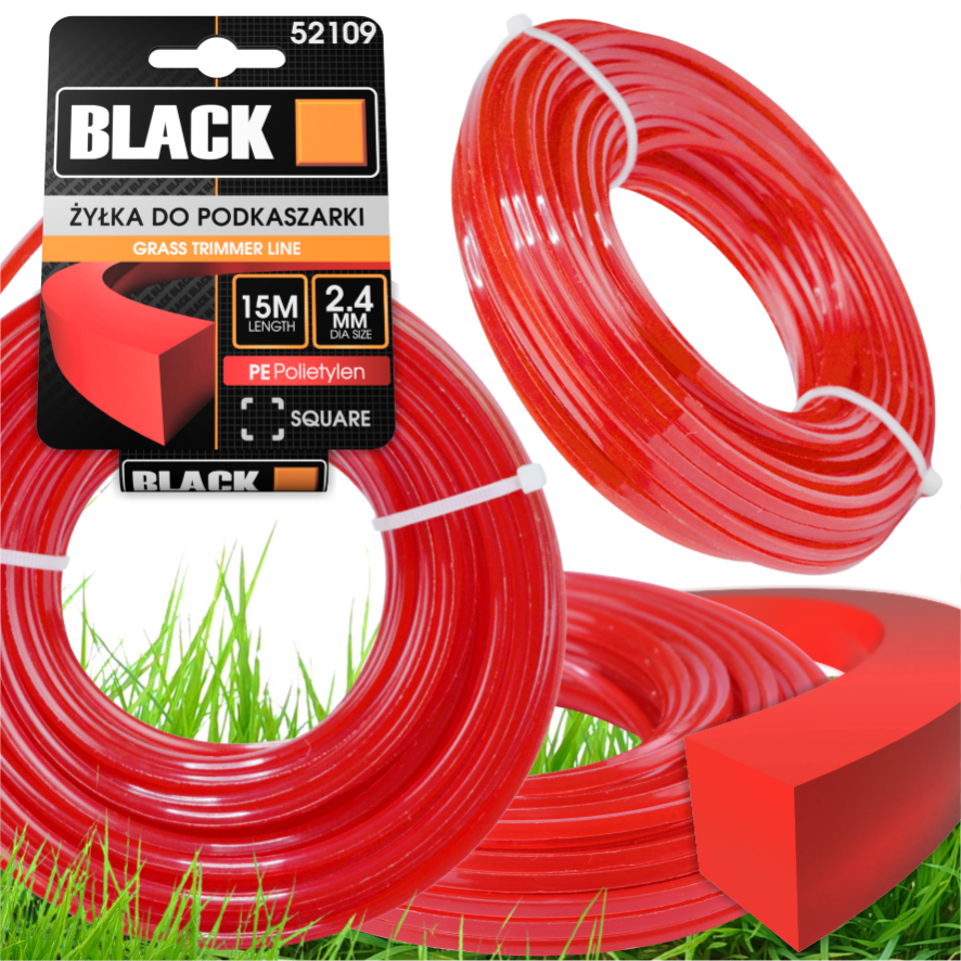 Kandiline trimmerijõhv 2,4 mm × 15 m, must 52109 – pilt 1