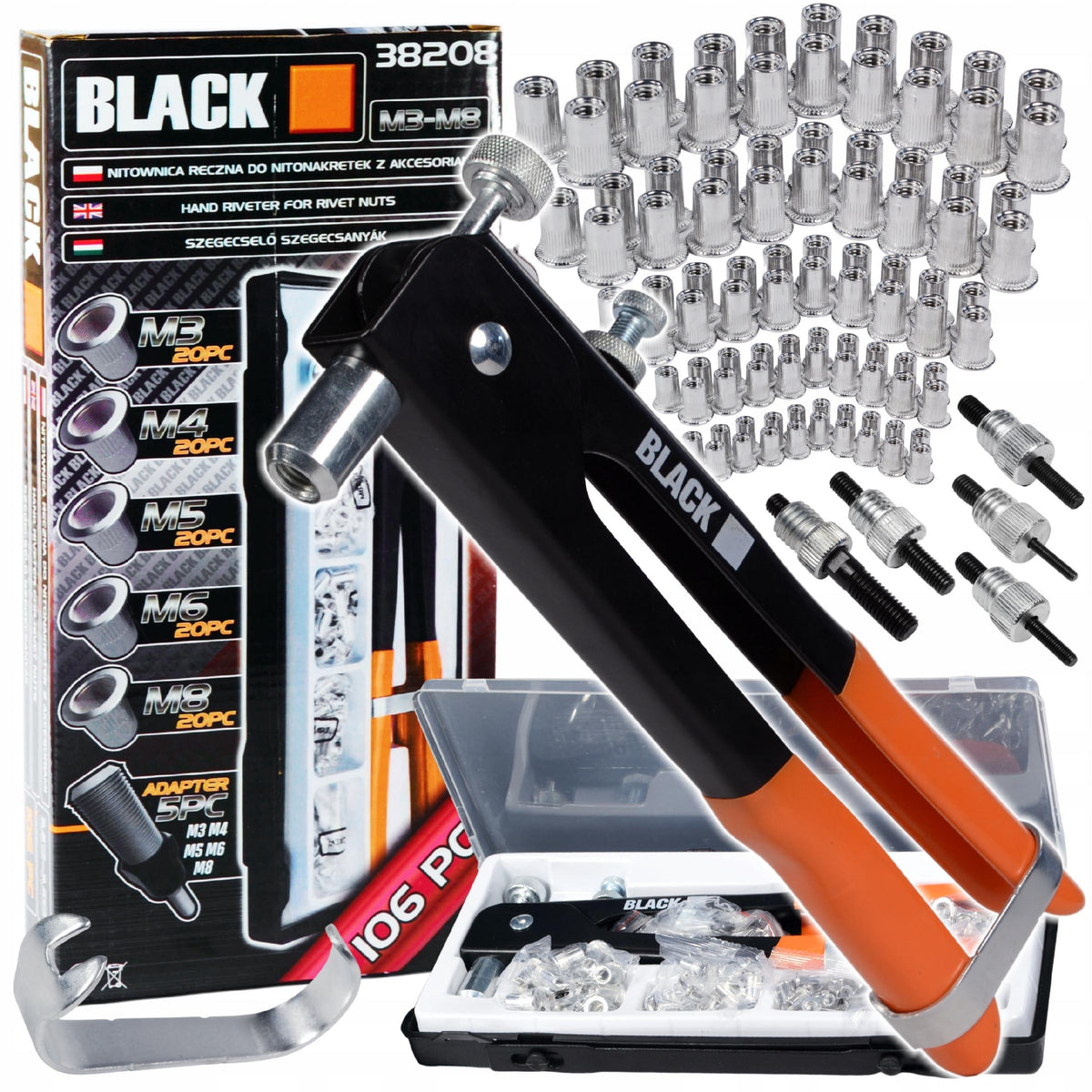 BLACKTOOLS käsineetmutritangide komplekt M3–M8, 106-osaline 38208 – pilt 1
