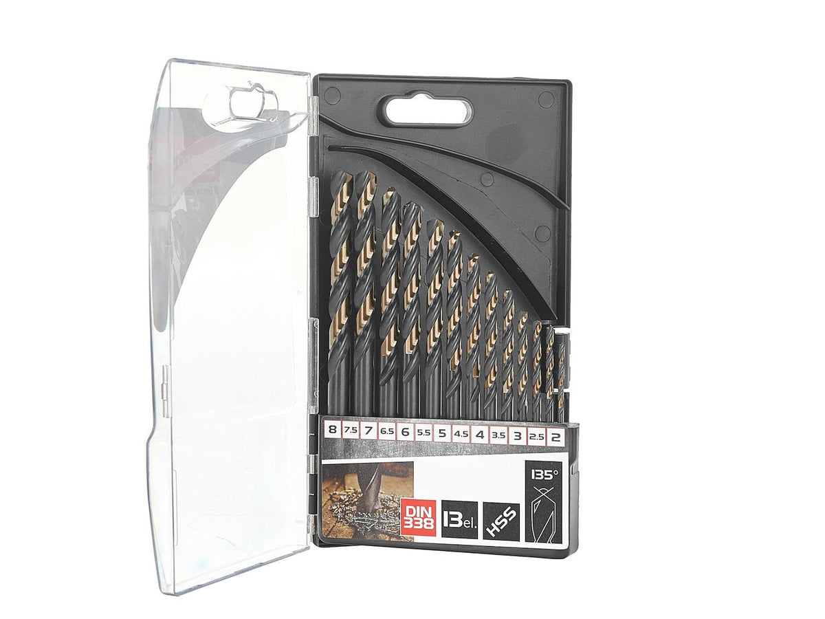 13 tk HSS 2.0-8.0mm musta ja kuldse metalli spiraalpuuri otsikute komplekt – pilt 1