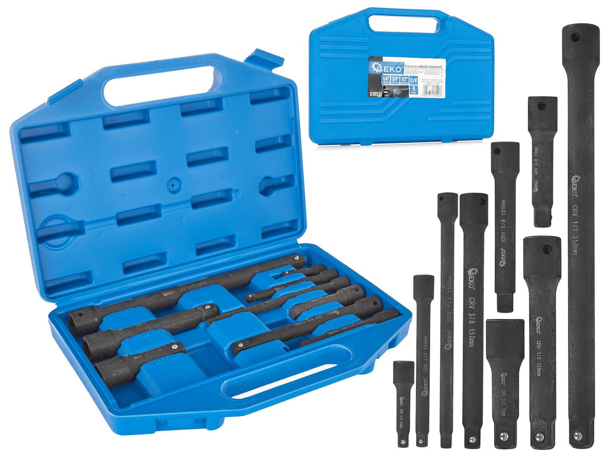 9 tk löökkruvikeeraja padrunpikenduste komplekt 1/4" 3/8" 1/2" CrV – pilt 1