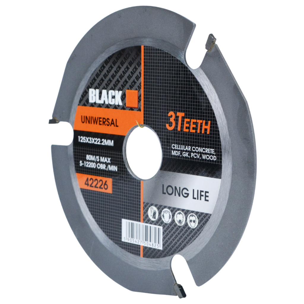 BLACK 3-hambaline universaalne TCT-karbiidist ketastera puidu, PVC, kipsplaadi ja MDF-i jaoks, 125 × 22,2 mm 42226 – pilt 3
