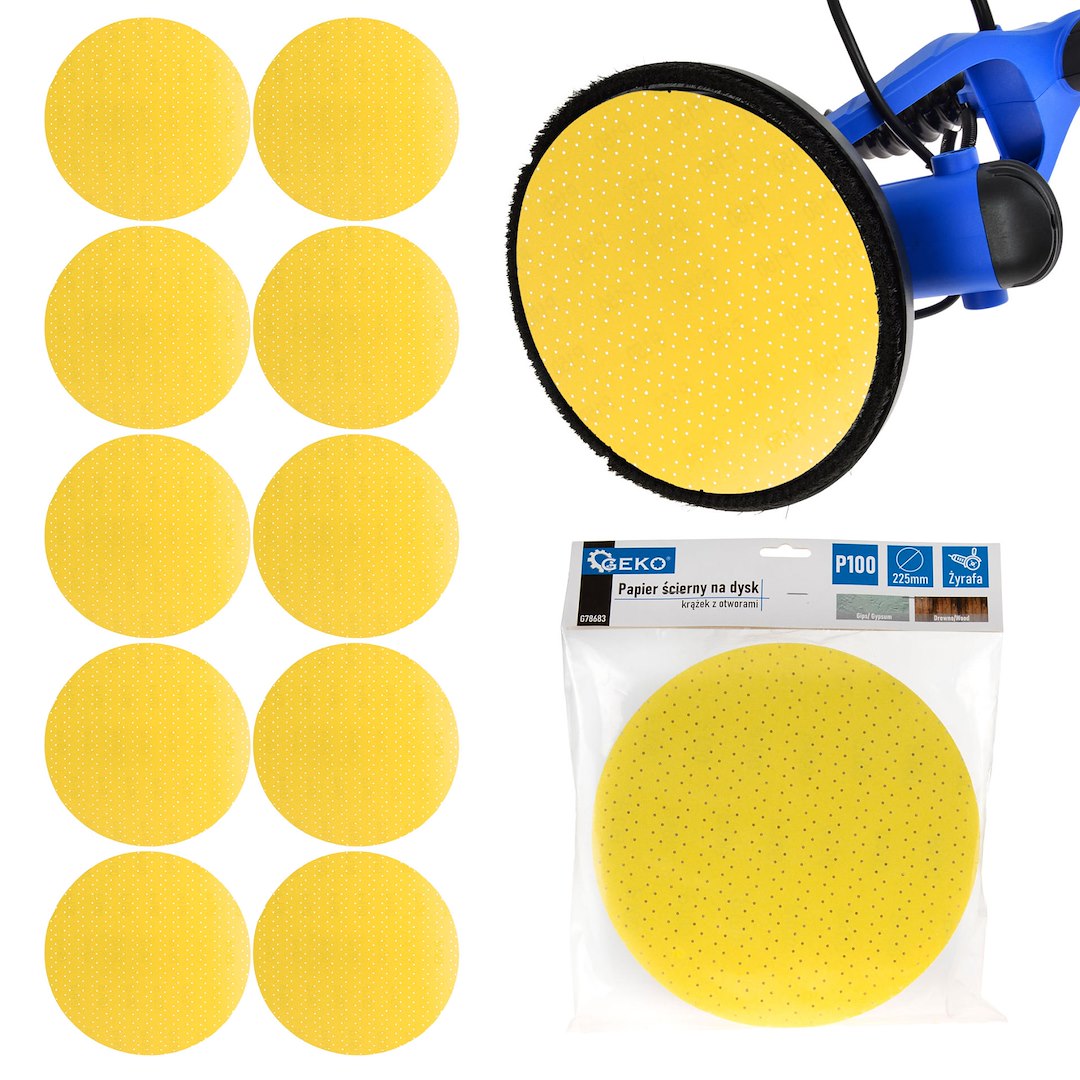 Kollane alumiiniumoksiidist lihvketas Giraffe seinte ja lagede lihvijale, 225 mm, tera 100 – pakk 10 tk – pilt 1