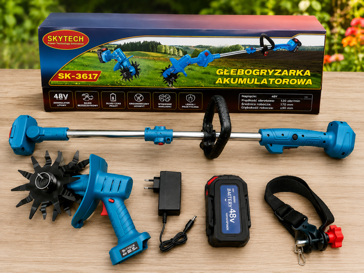 Akutoitega aiakultivaator SKYTECH SK-3617, 200 mm, 280 p/min, 2 × 48 V akut SK-3167 – pilt 3
